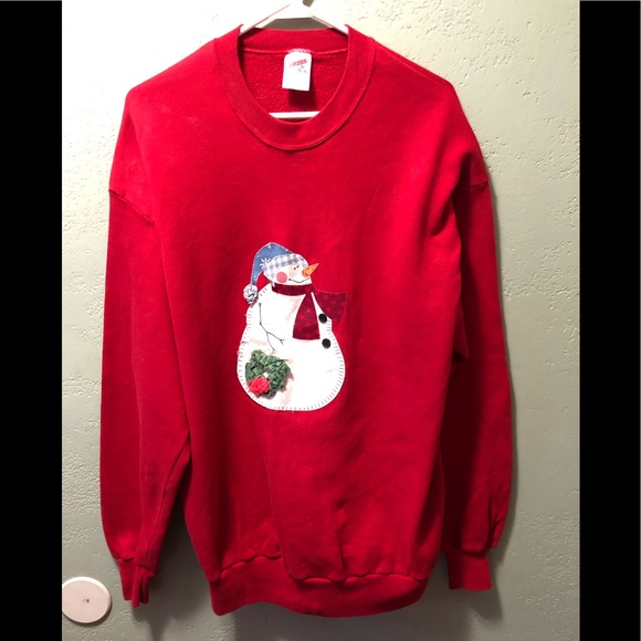 Jerzees Size XL Homemade snowman red sweatshirt with long sleeves